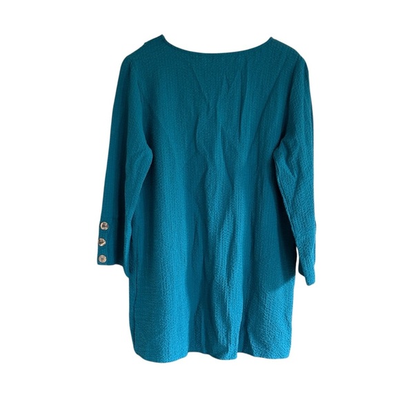 Soft Surroundings Kaari Textured Tunic Womens Teal Blouse Size Medium - Picture 7 of 7